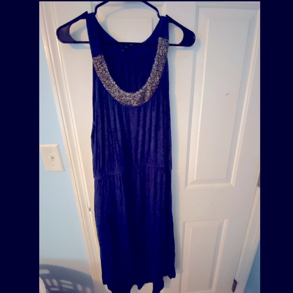 Apt 9 cobalt blue beaded neckline dress, XL